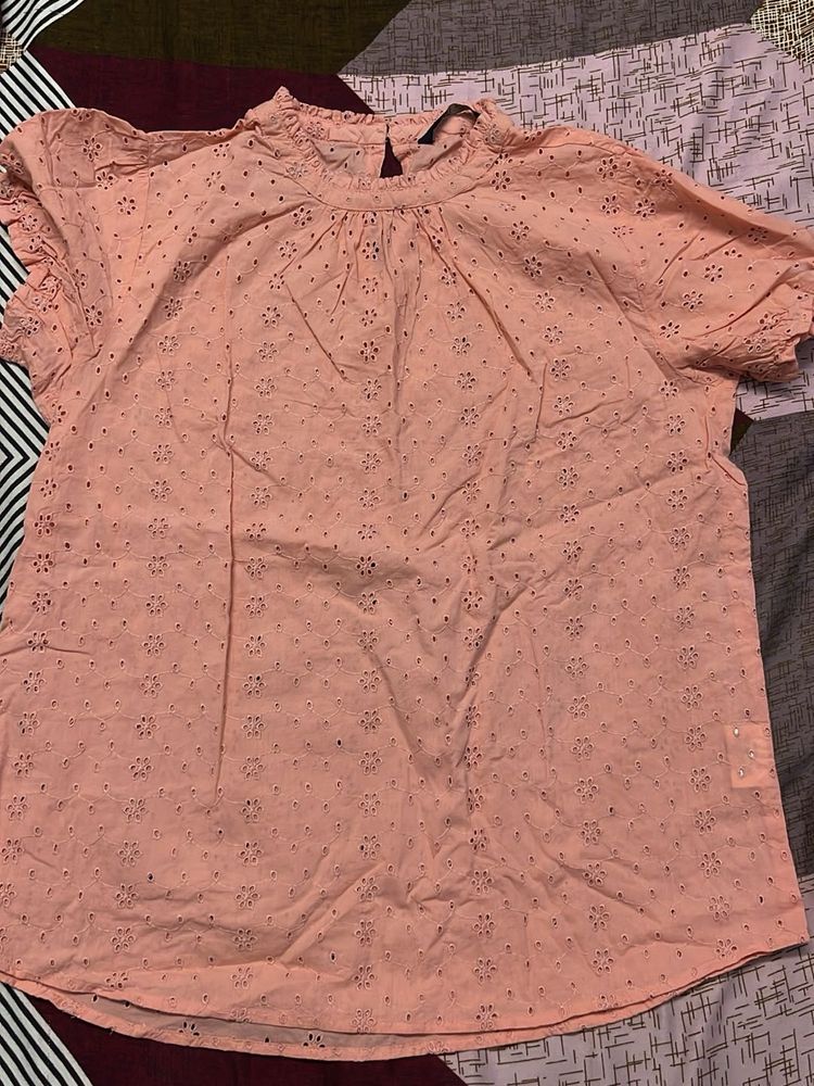 Cute Pink Eyelet Top