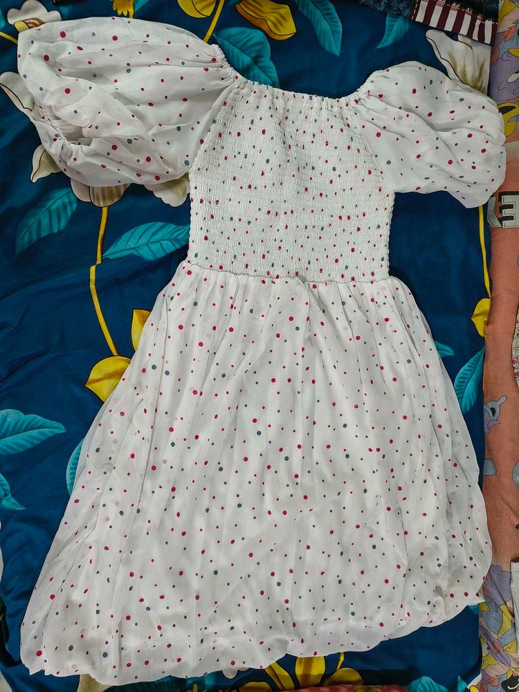 Polka Dot Puff Sleeve Dress