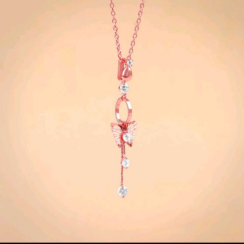 925 Real Silver Butterfly Pendant With Link Chain