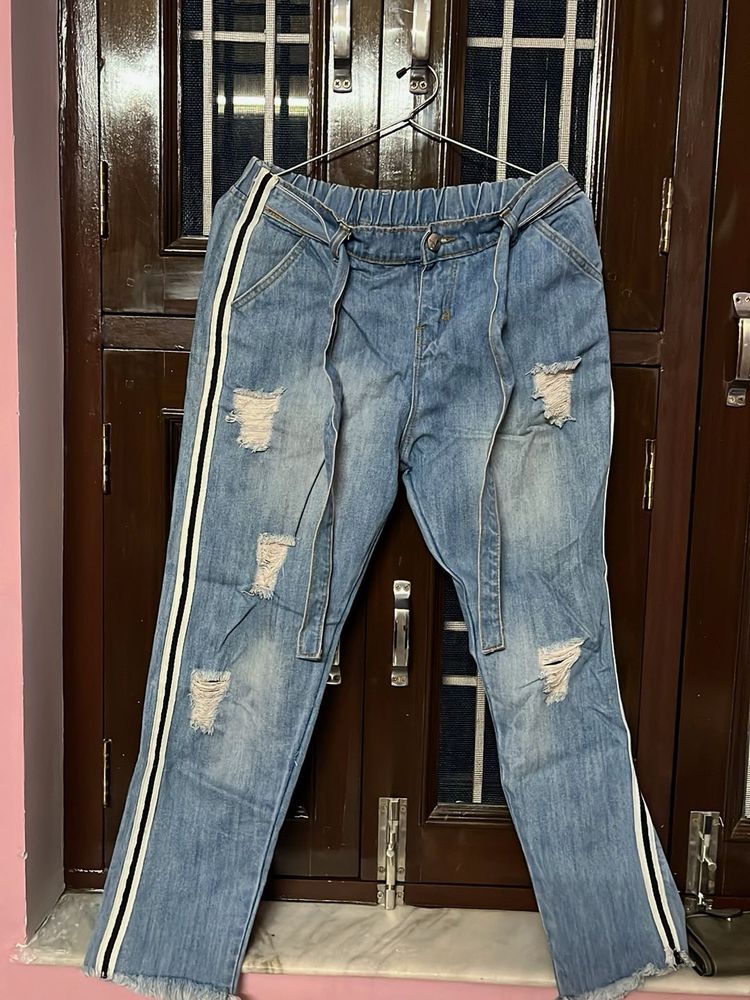 Distressed Stripe Jeans