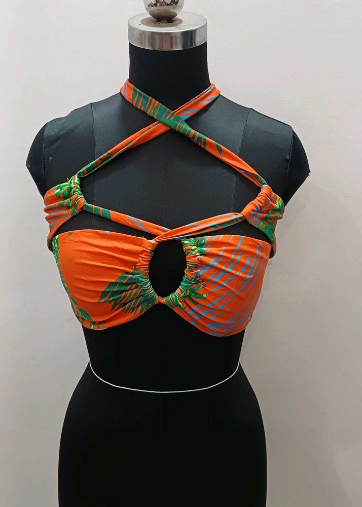 Trendy Orange Halter Top