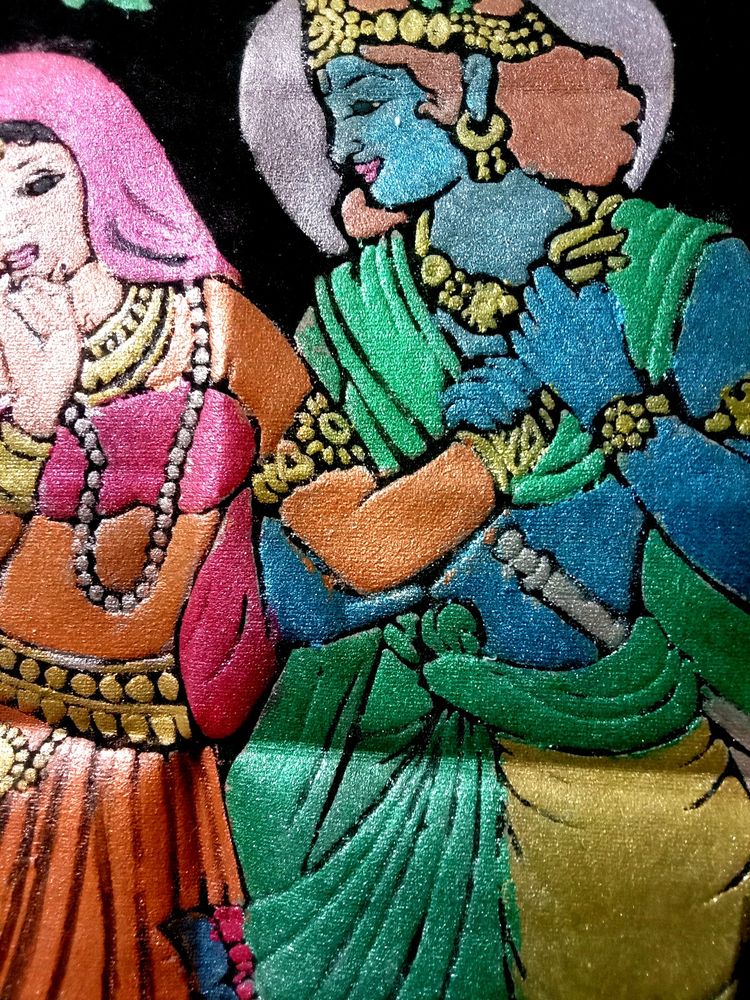 Radhe Krishna Cloth Painting