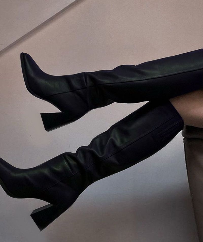 premium leather knee high boots