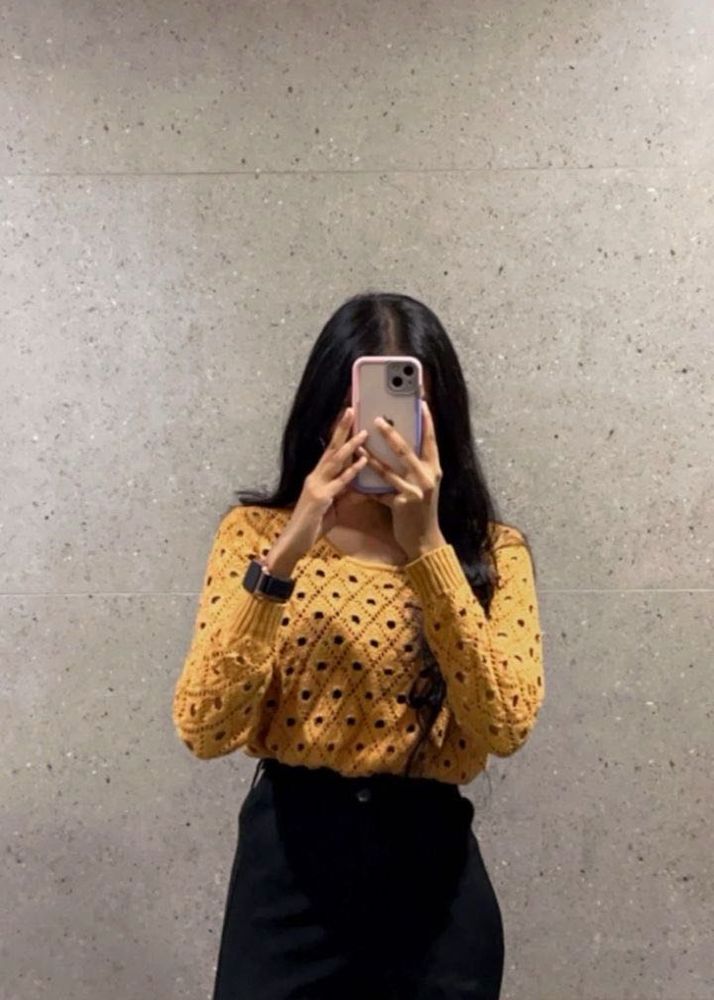 orange crochet top