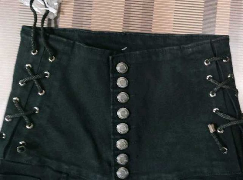 8 Button Side Design Black Jeans
