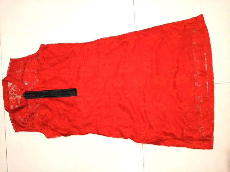 Red Lace Kurta