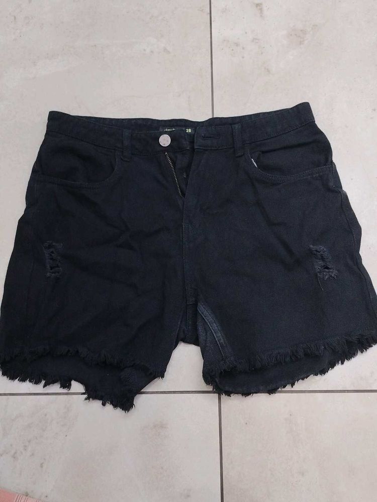 Black Denim Shorts