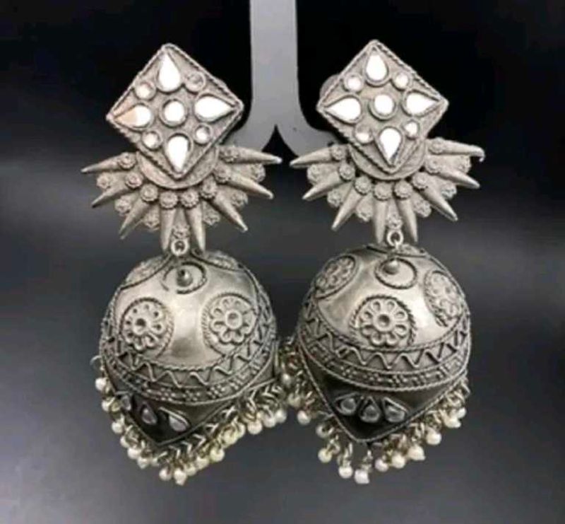 Oxidized Jhumka Earrings