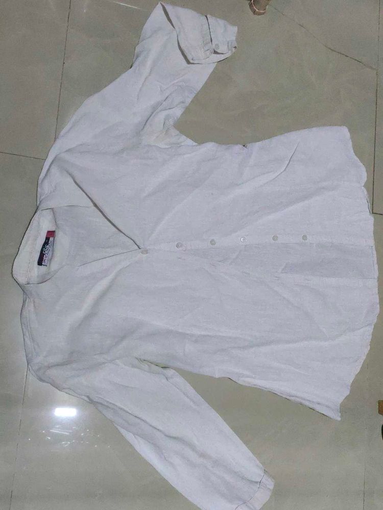 women&#39;s White Long Sleeve Shirt