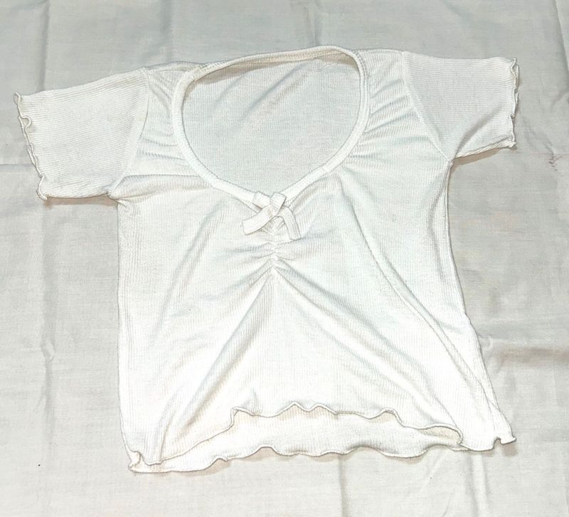 Cute White Tie-Front Top