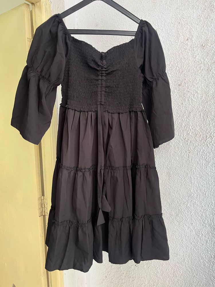 Black Tiered Midi Dress