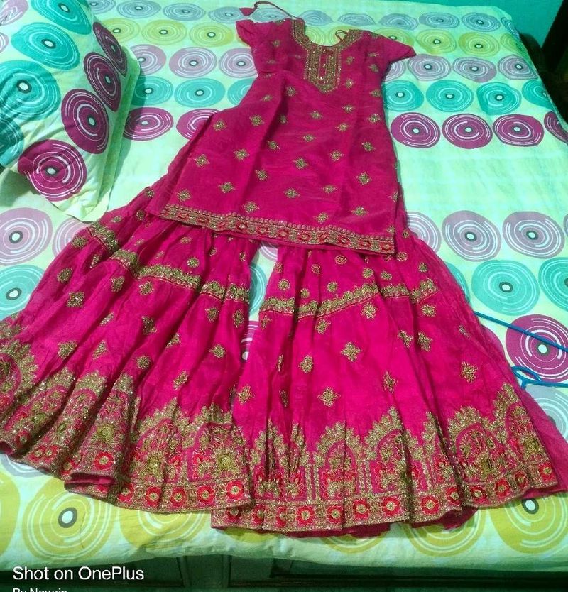 Beautiful Pink Cotton Sharara  Set