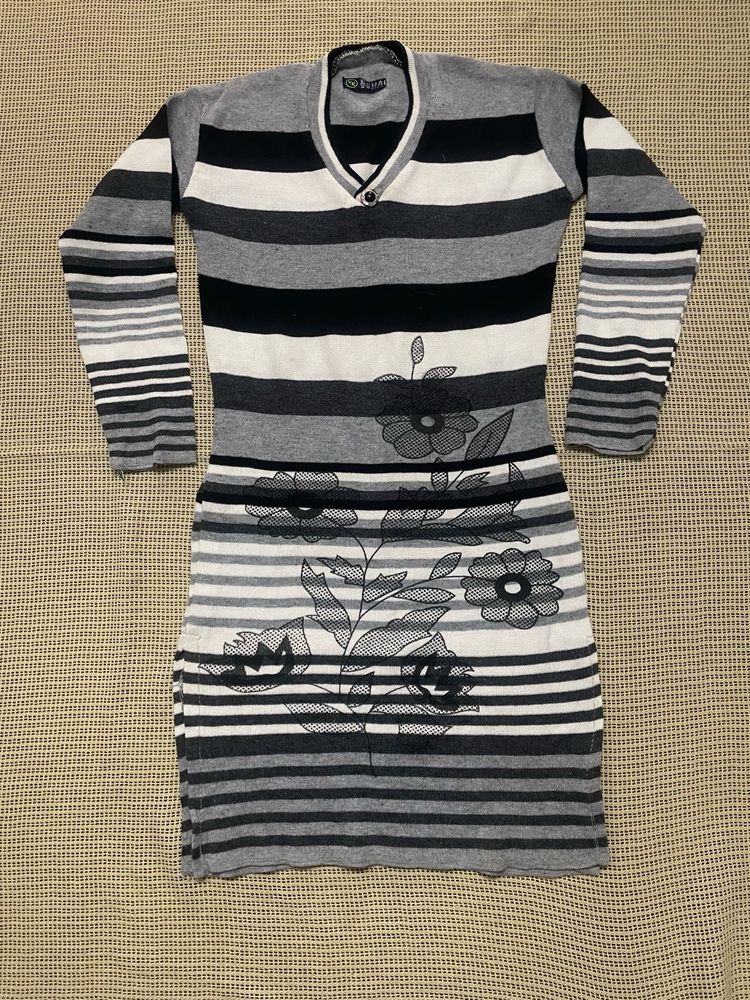 Woollen Striped Knit Kurta