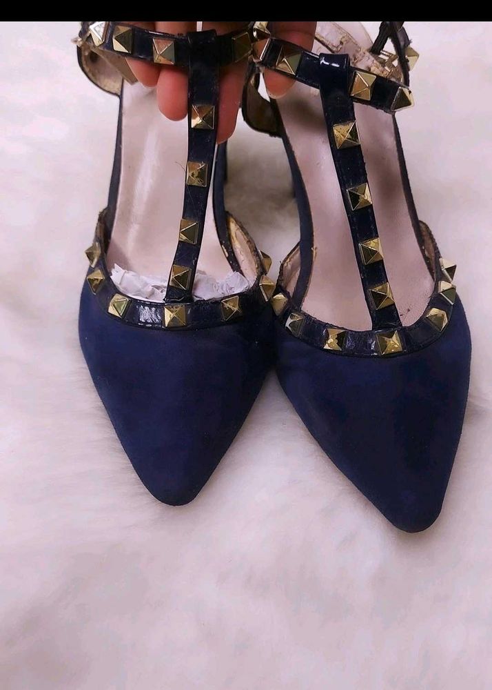 Studded Navy Heels