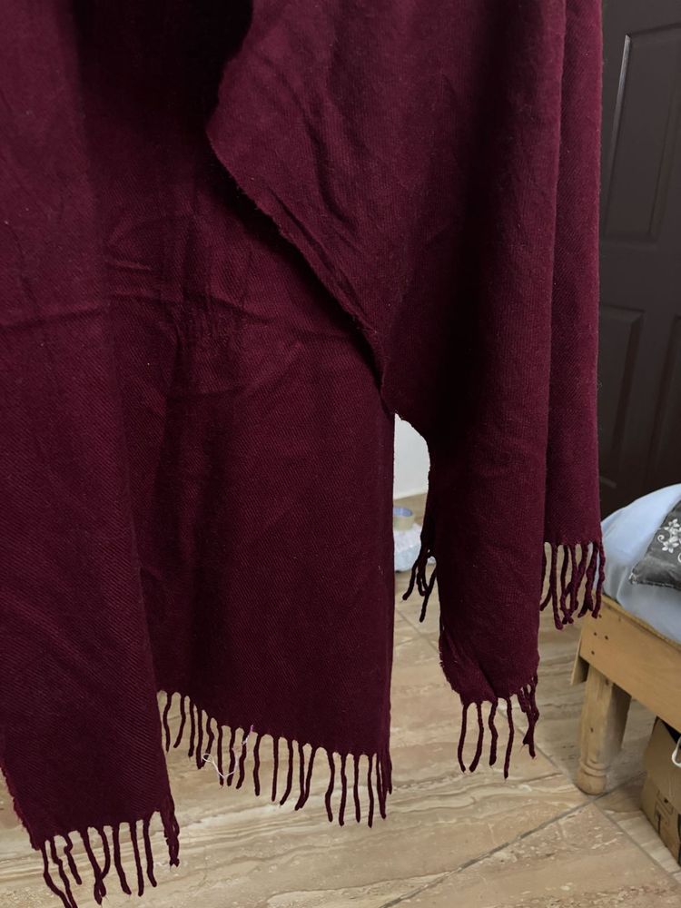 Maroon Fringe Scarf