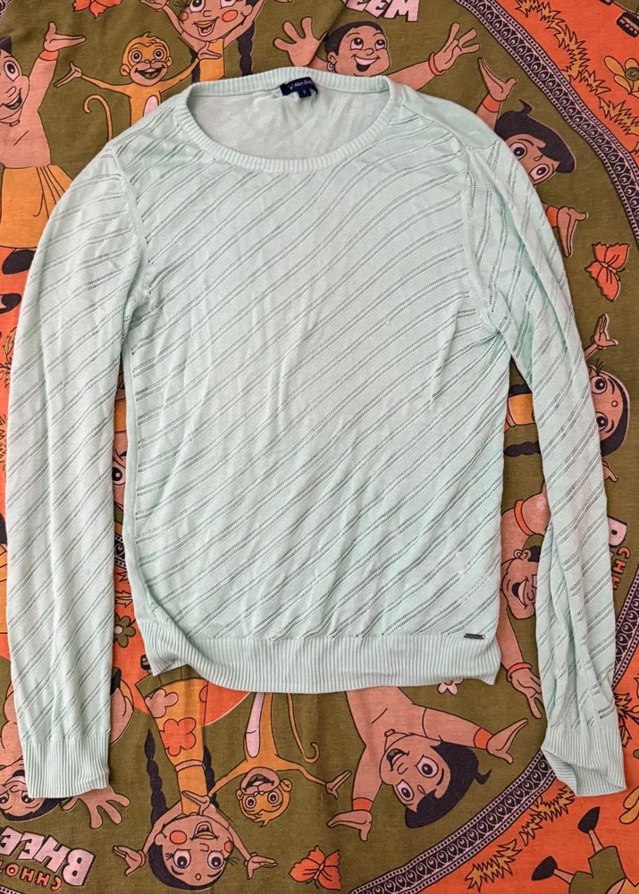 Mint Green Knit Sweater By Allen Solly