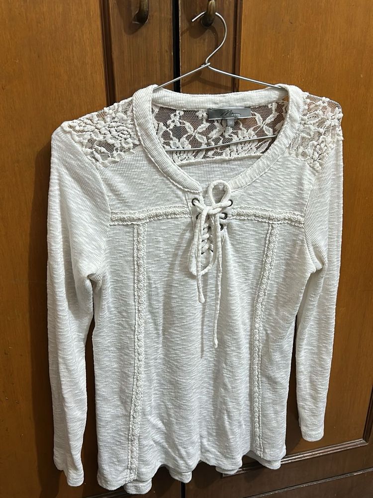 Lace Detail Long Sleeve Top
