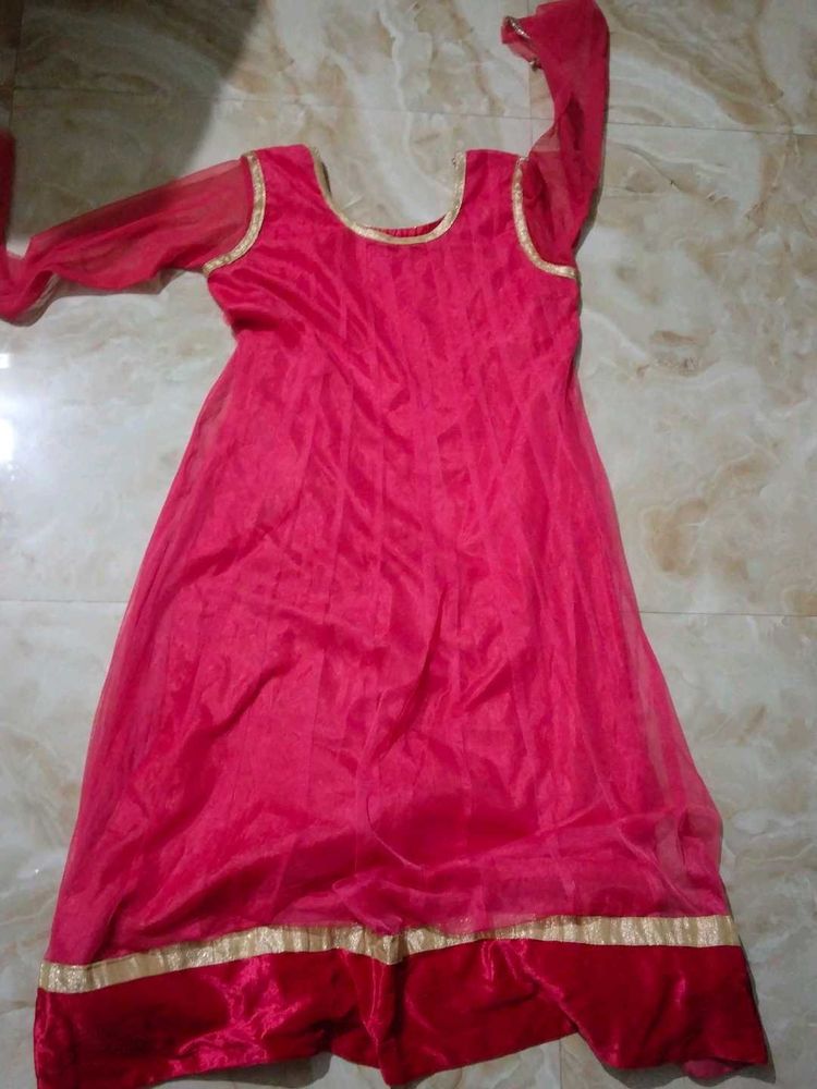 Pink &amp; Gold Anarkali Dress