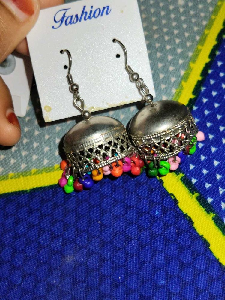 Silver Jhumka Earrings