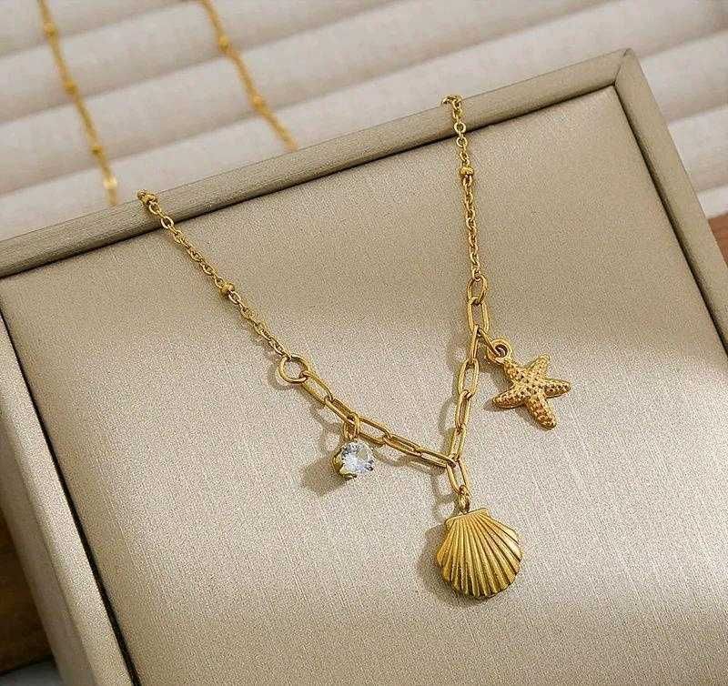 New Stainless Steel Gold Plated Oceanic Necklace