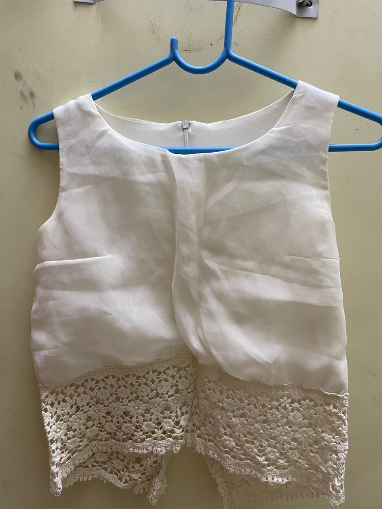 Gorgeous White Georgette Crop Top