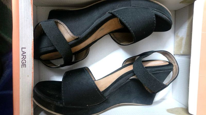 Black Wedge Sandals