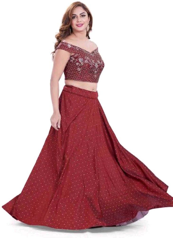 ❤️ Carrot colour off shoulder lahenga 🔥