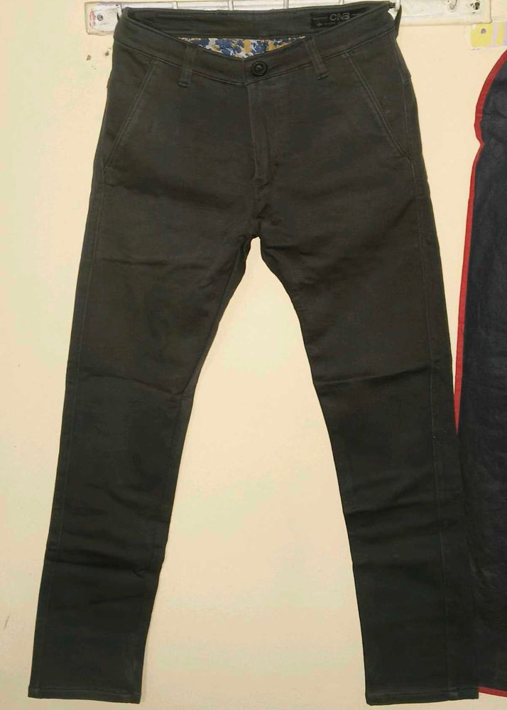 Men's Olive Green Slim Fit Trousers