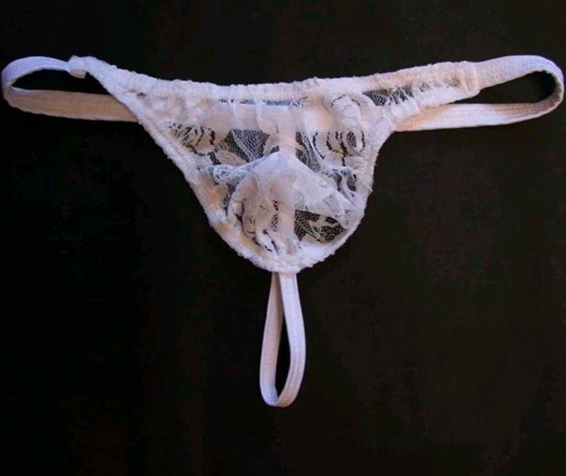 Men&#39;s White Lace G-string Thong