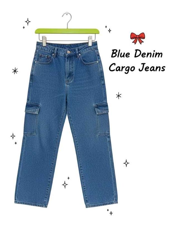 Blue Denim Cargo Jeans