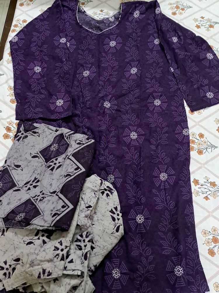 3pc Cotton Suit Purple