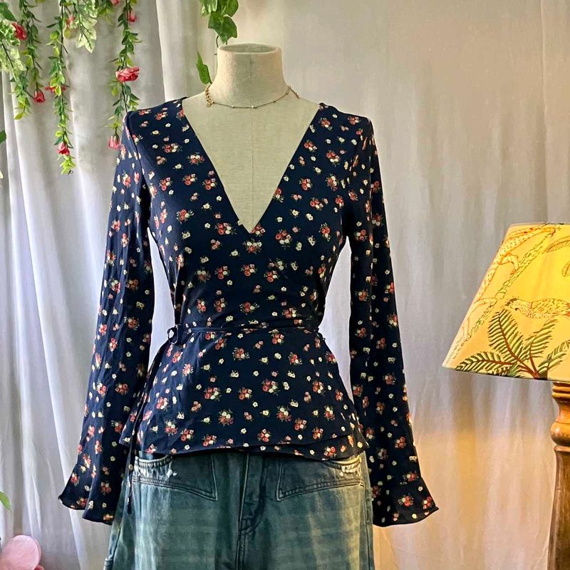 H&amp;M Floral Wrap Top