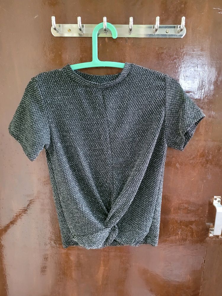 Black Shimmer Crop Top