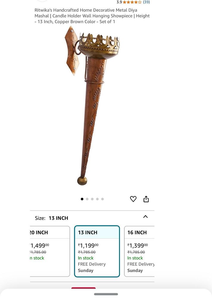 Set Of 2 Antique Copper Mashal