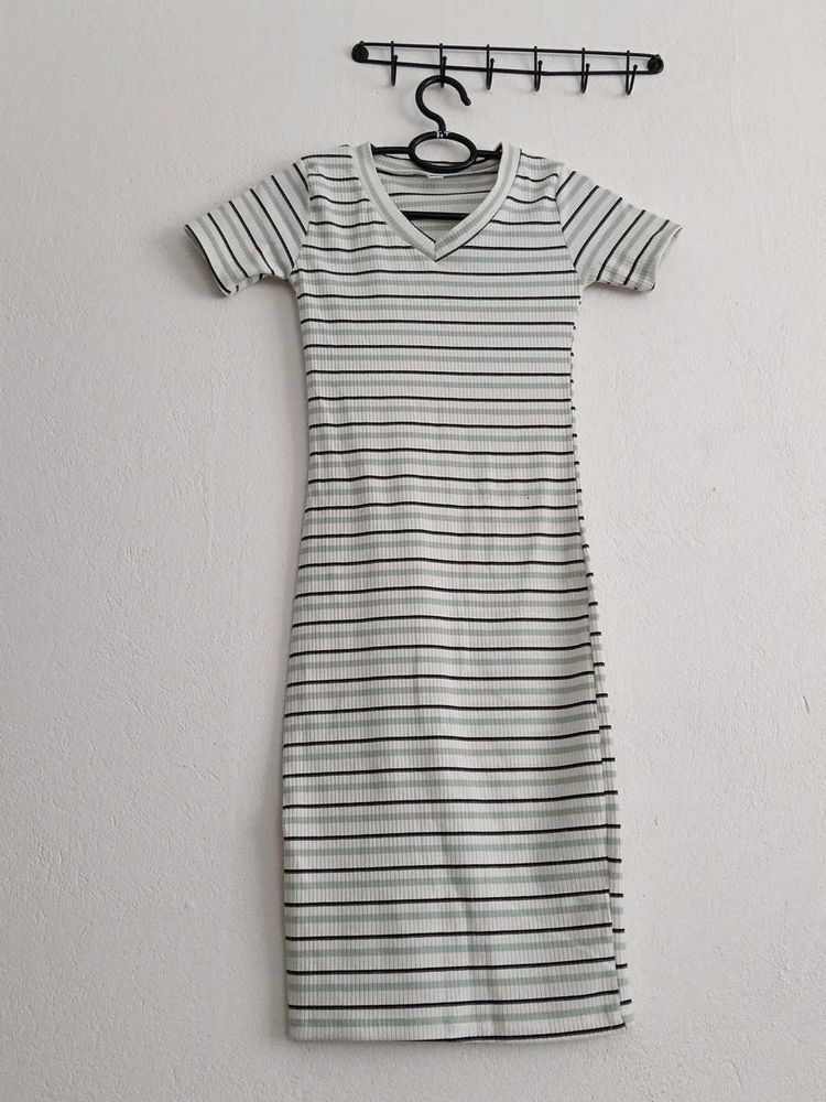 Striped Bodycon Midi Dress
