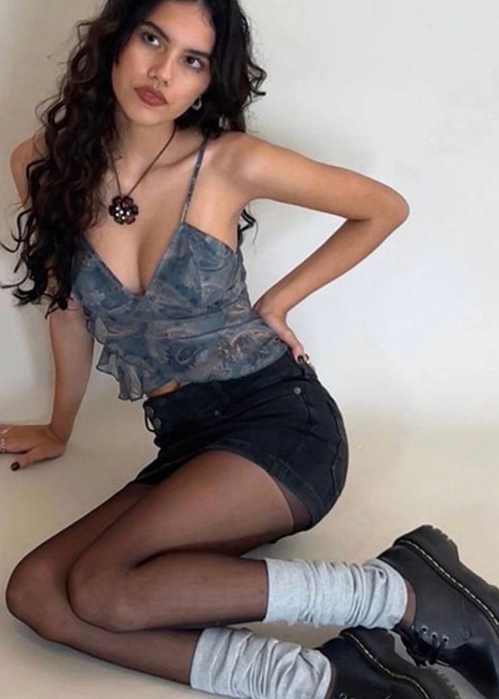 Lulu And Sky Sea Green Crop Top
