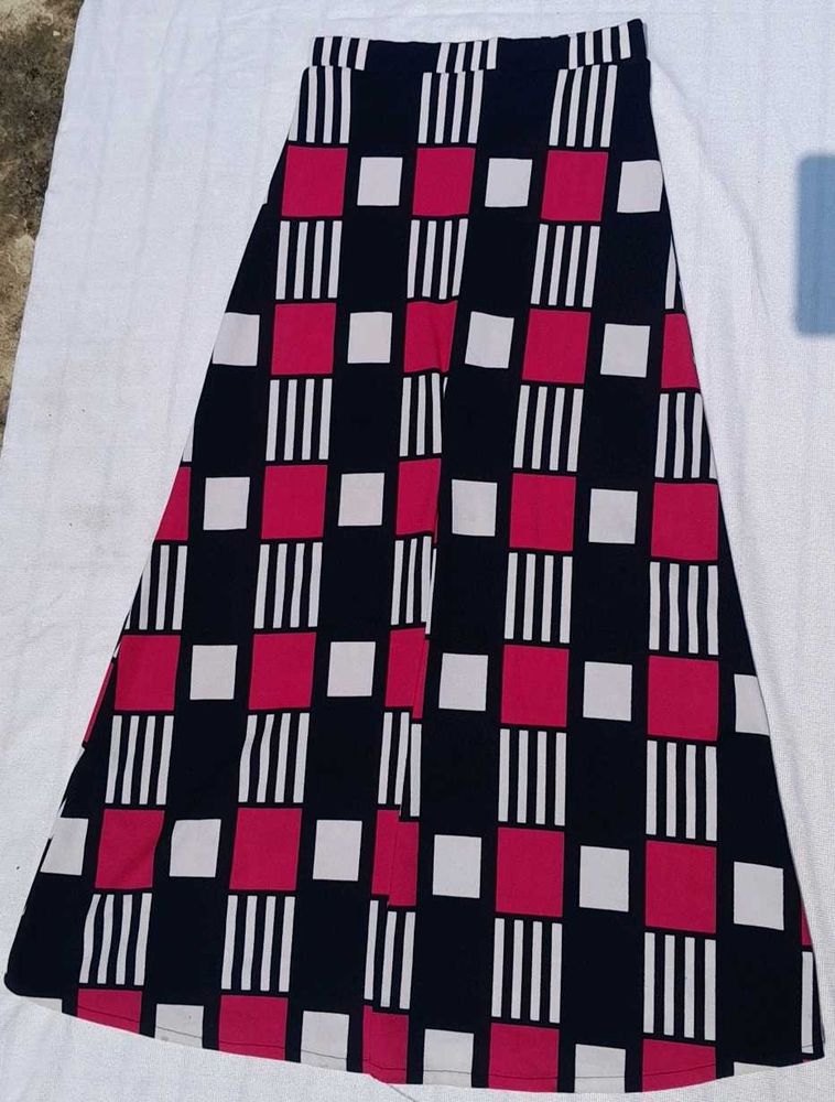 Retro Checkered Maxi Skirt