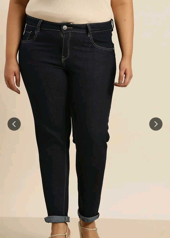 Sztori Women Plus Size Navy Blue Skinny Fit
