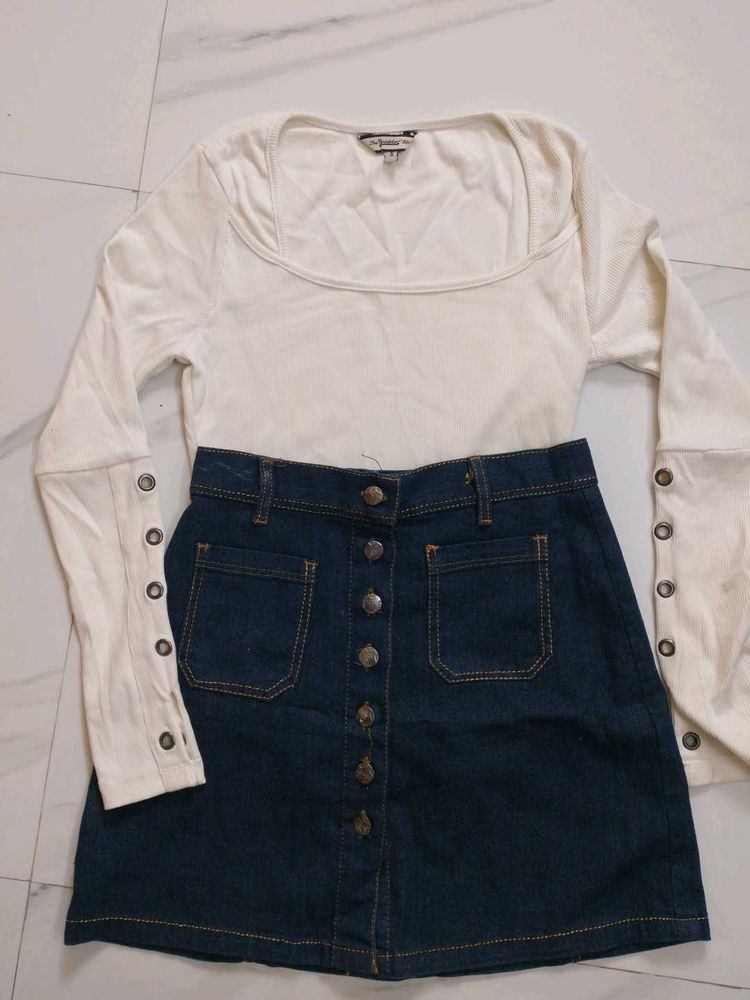 Denim Mini Skirt &amp; Top Set