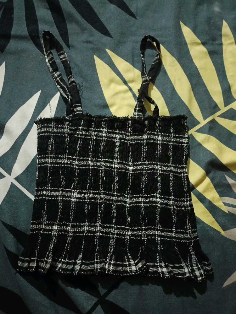 Plaid Smocked Crop Top