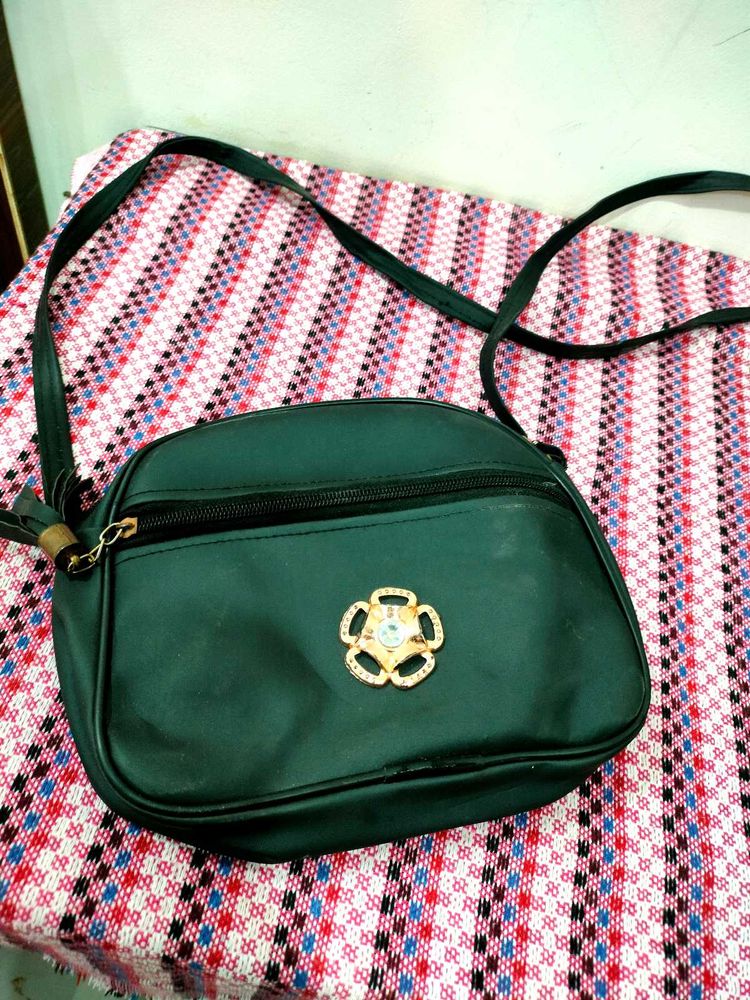 Black Leather Sling Bag