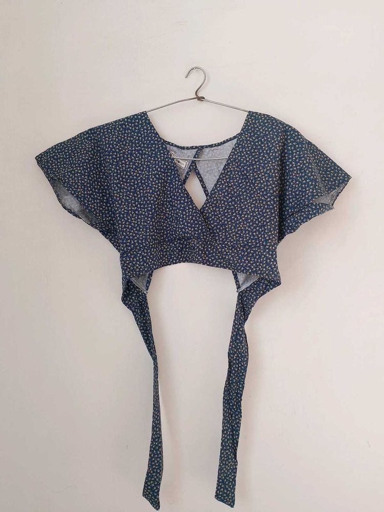 Branded Blue Tieup Crop Top.