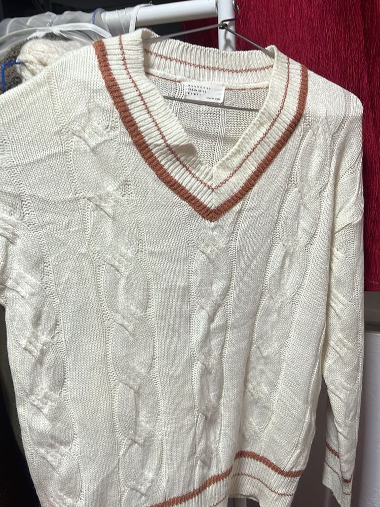 Striped V-Neck Pullover