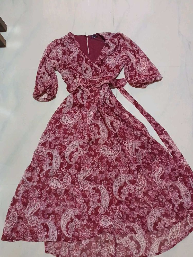 Paisley Print Wrap Dress