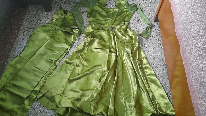 Elegant Green Satin Dress