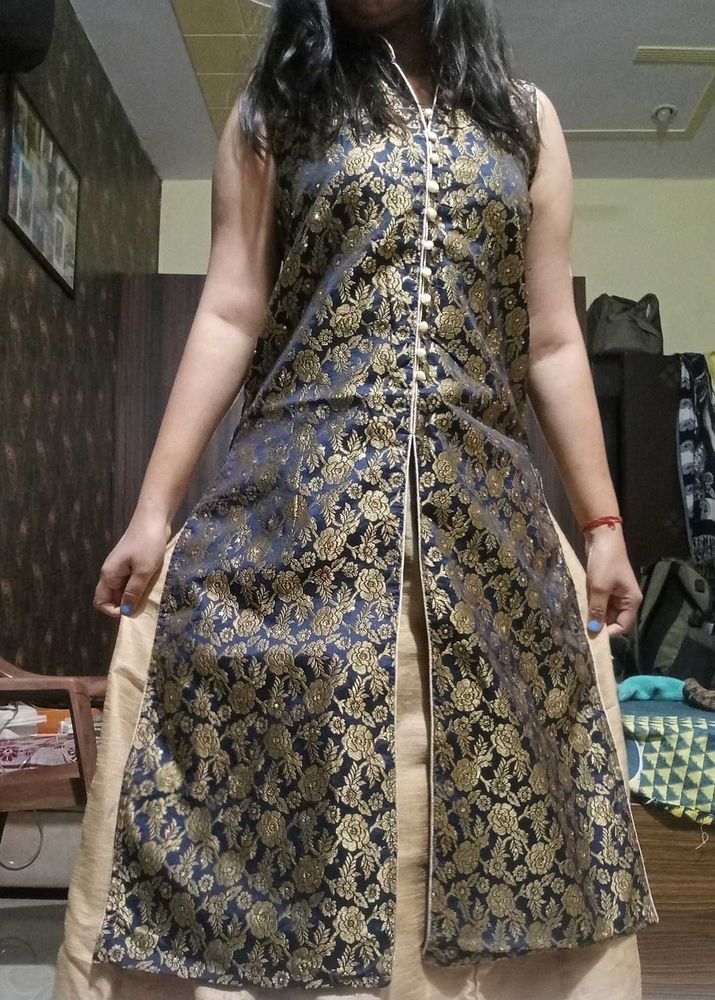 Partywear Kurta Skirt And Dupatta Set