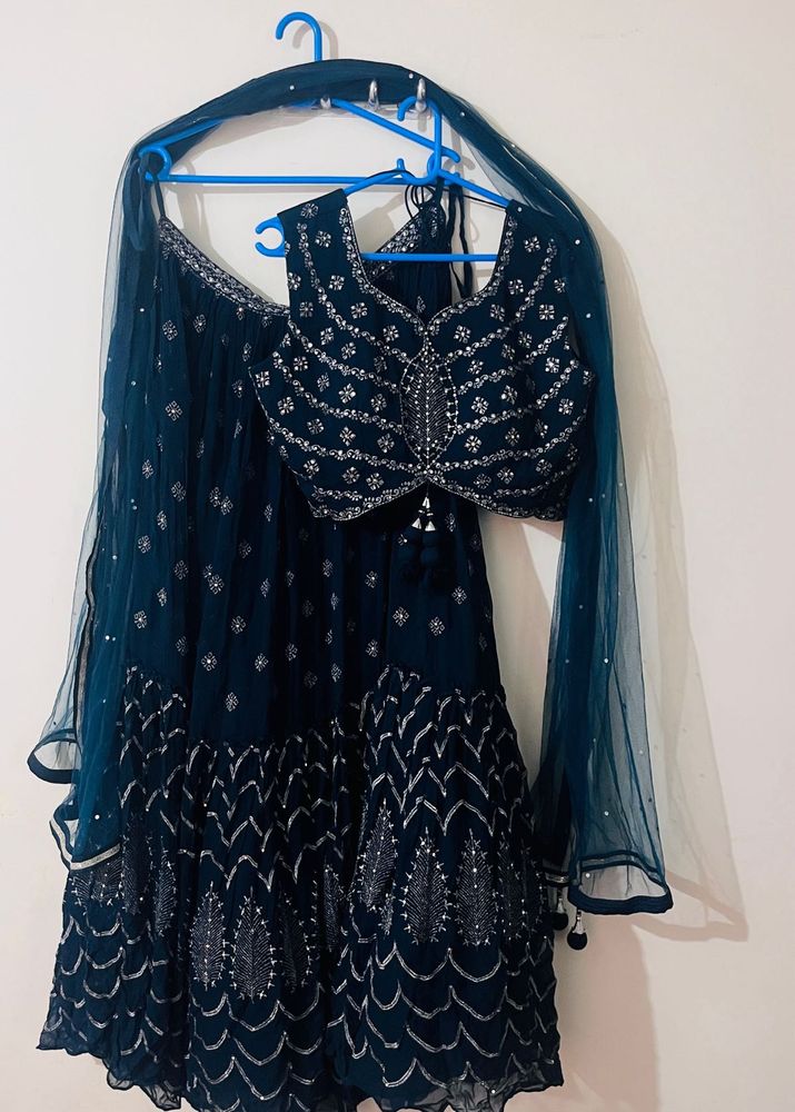 Gorgeous Teal Embellished Lehenga Set