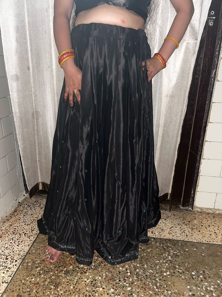 Beautiful Black Crepe Lengha