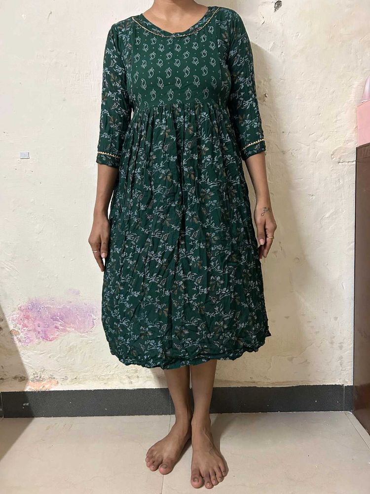 Green Floral Print Maternity Dress