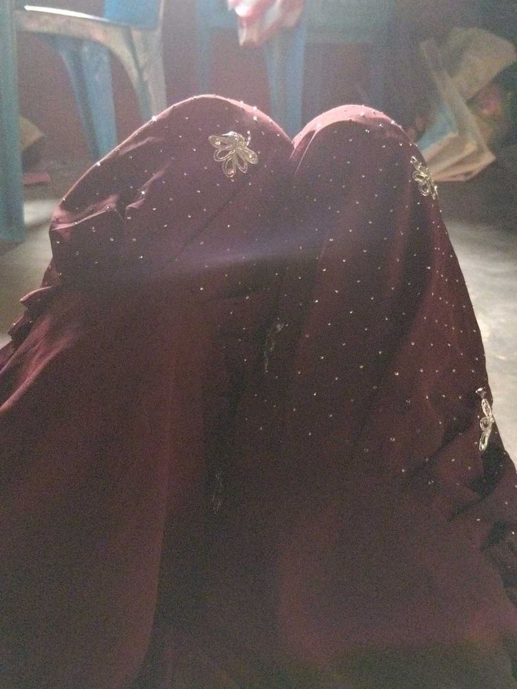 Maroon Embellished Saree